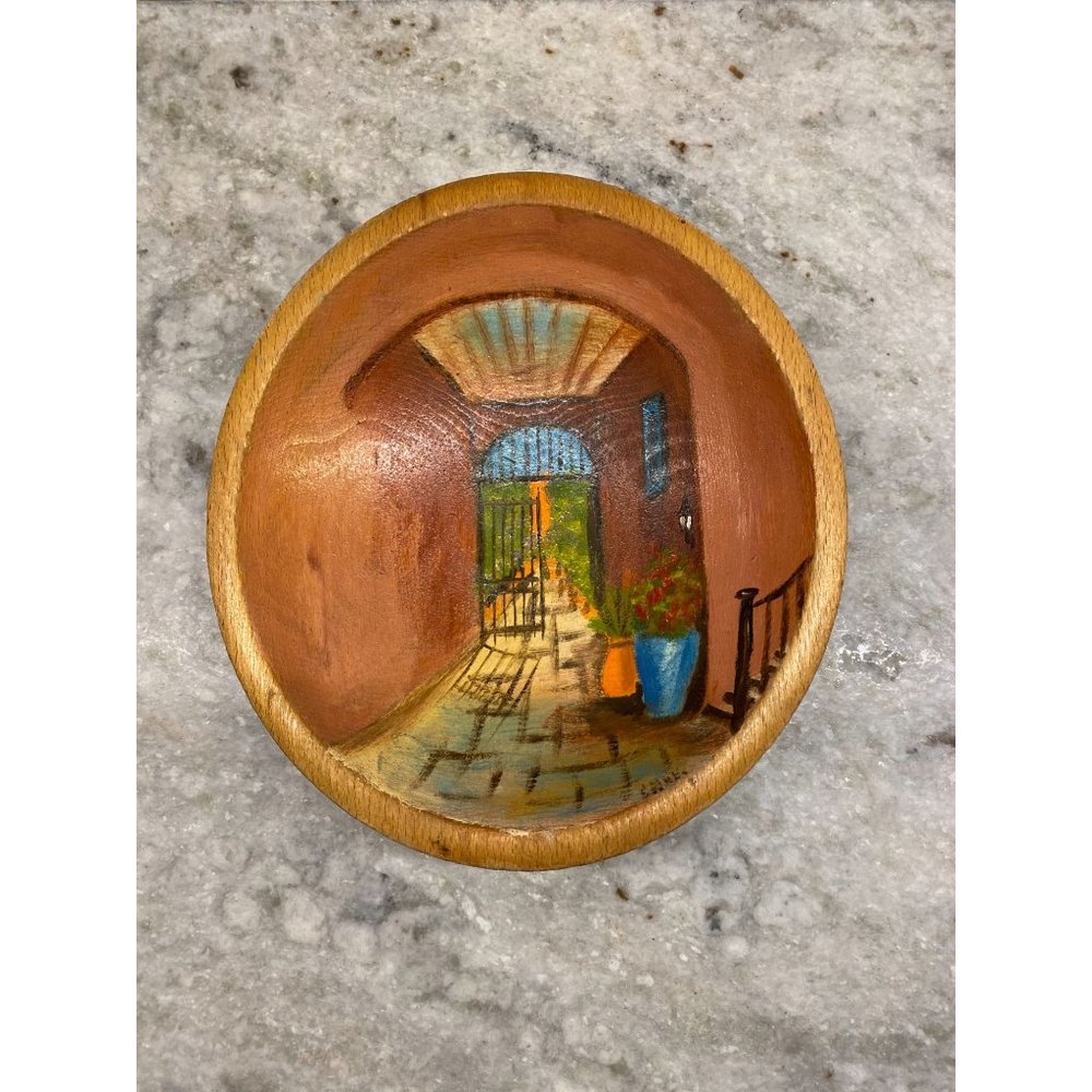 Hand-Painted Wooden Bowl-Rue Royale, New Orleans, LA